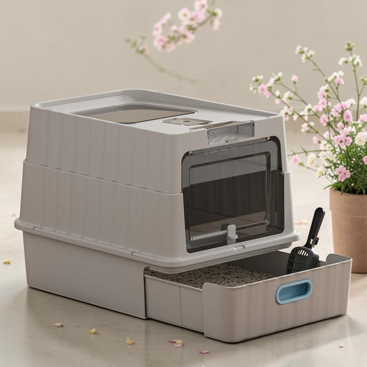 Vaporpure Premium Large Enclosed Drawer-Style Cat Litter Box - Odor Control